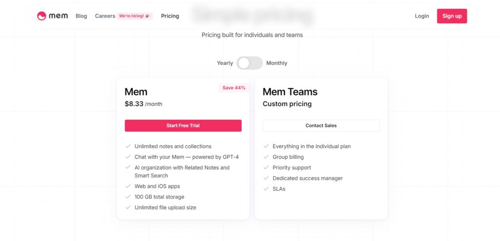 Mem App Pricing