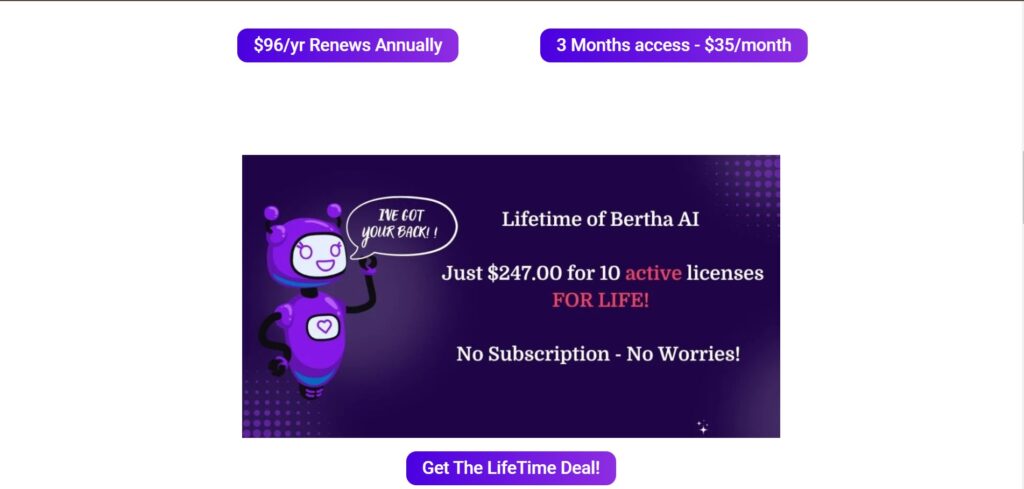 Bertha AI App Pricing