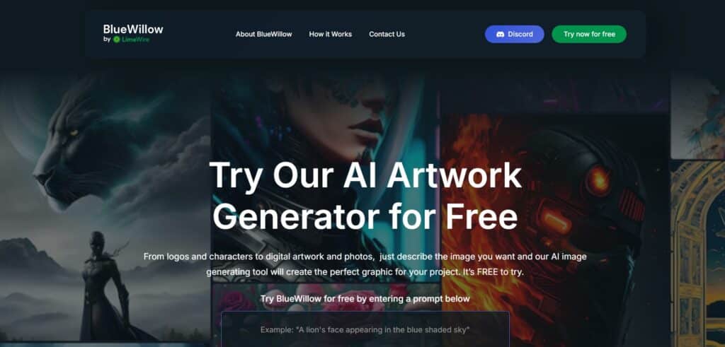 BlueWillow AI App Homepage