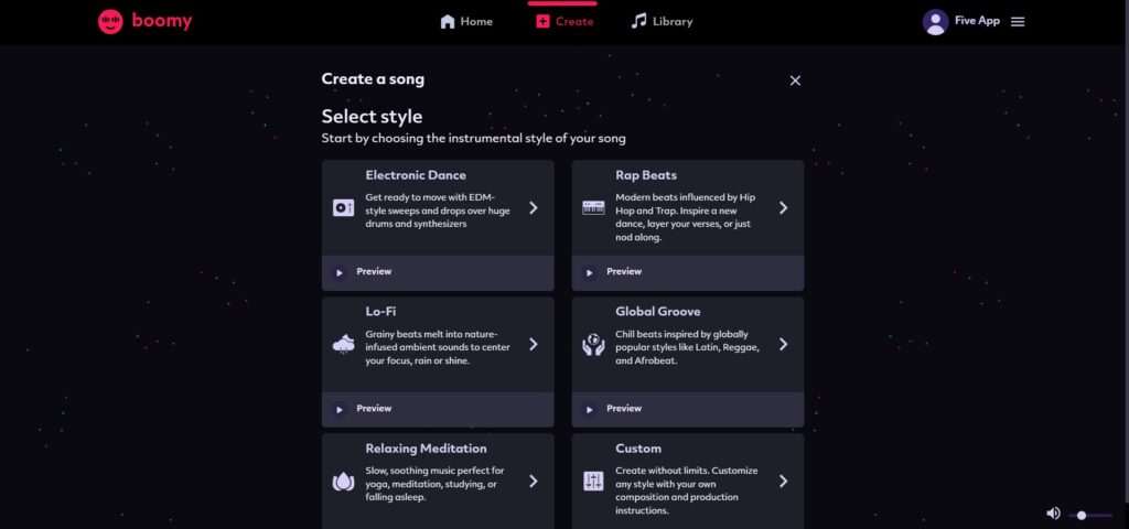 Boomy AI App Create Song