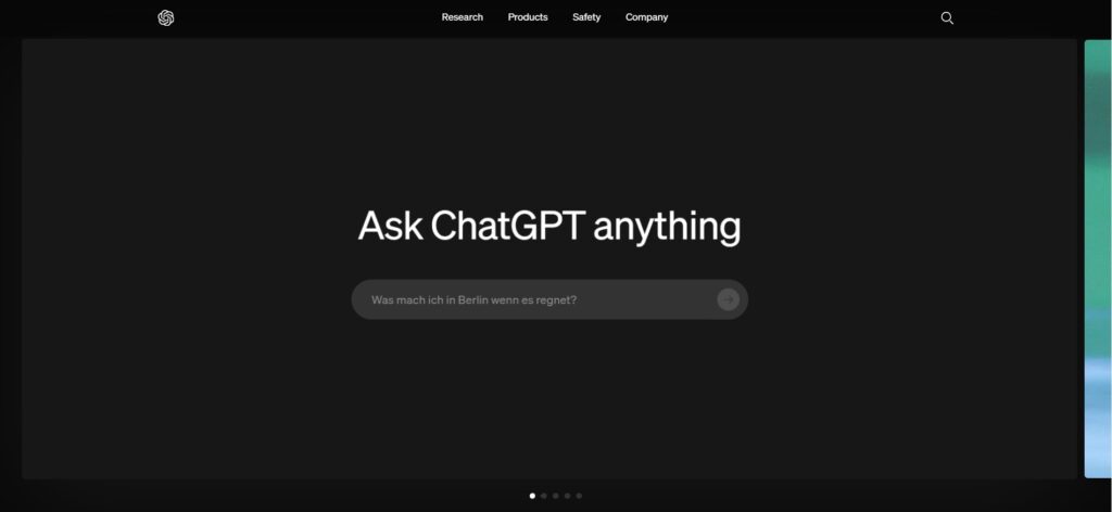 Chat GPT AI App Homepage