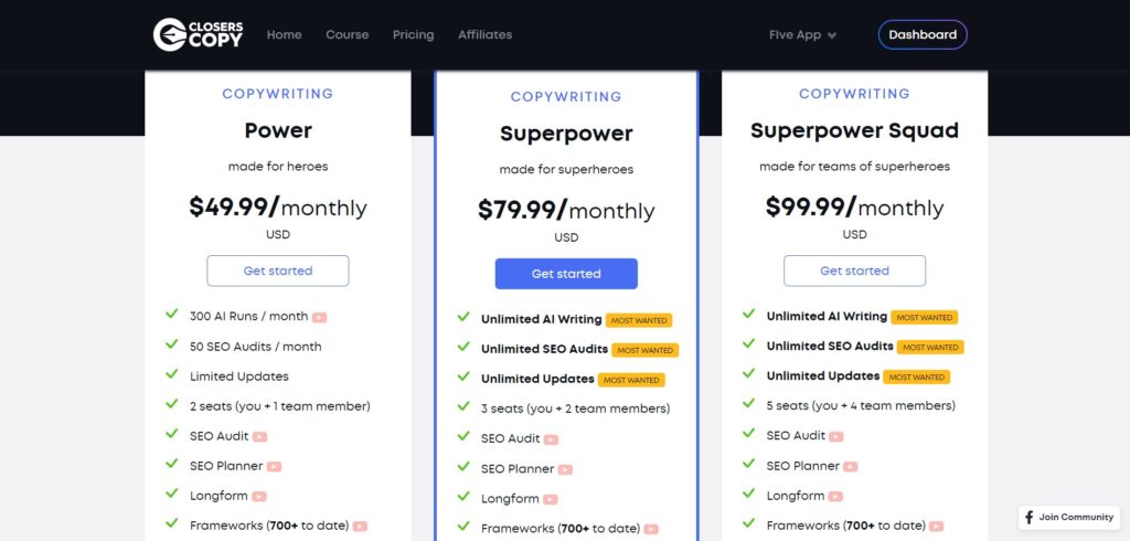 Closerscopy AI App Pricing