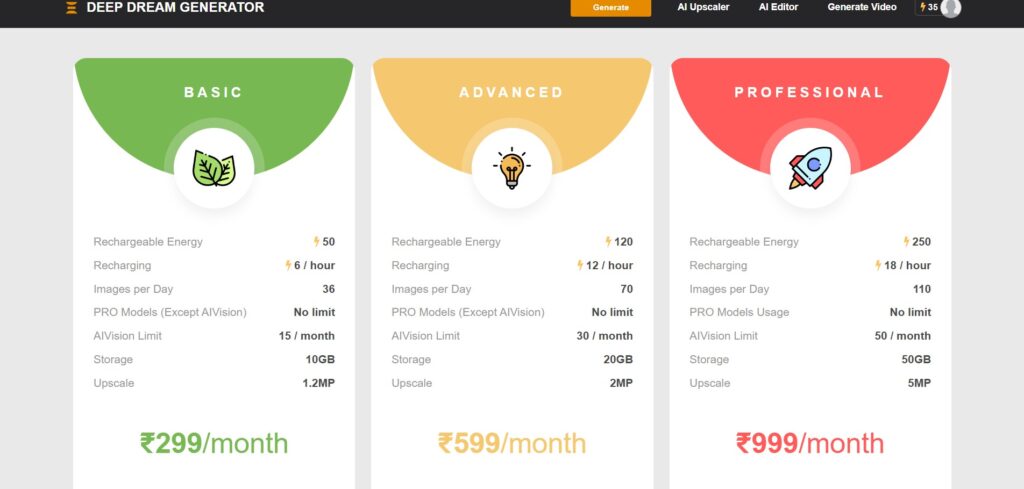 Deep Dream Generator AI App pricing