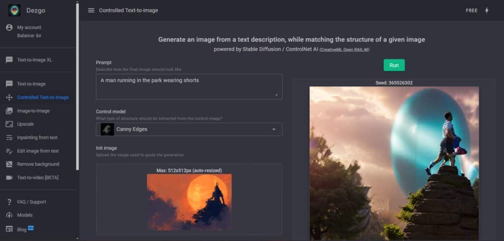 Dezgo AI App Controlled Text To Image