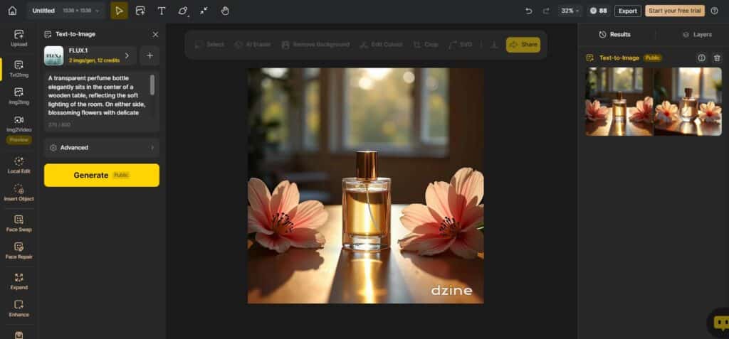 Dzine AI App Text To Image Generator