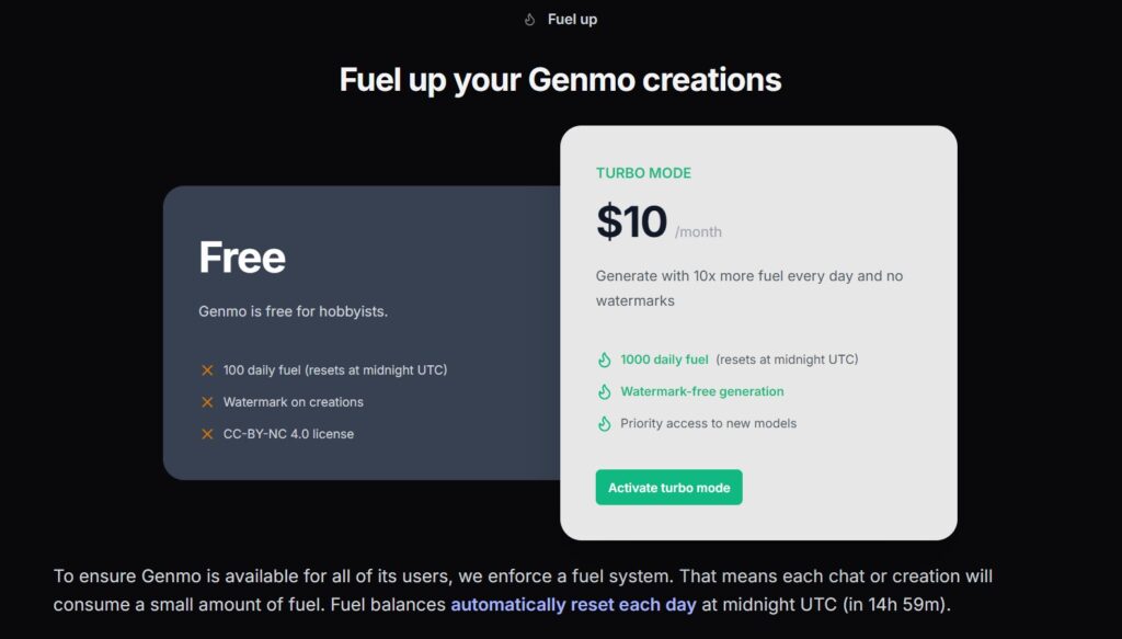 Genmo AI App Pricing