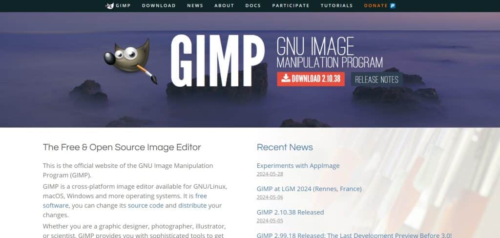 Gimp AI App Homepage