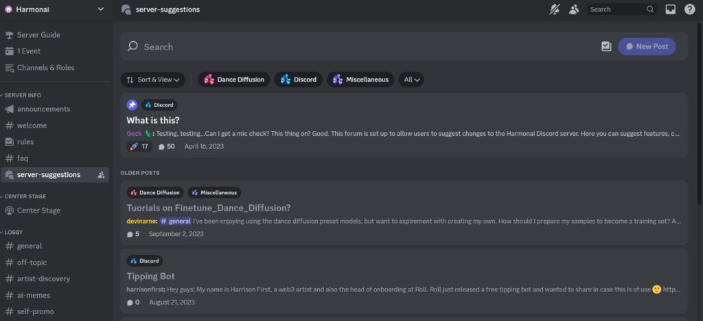 Harmonai App Server Suggestions