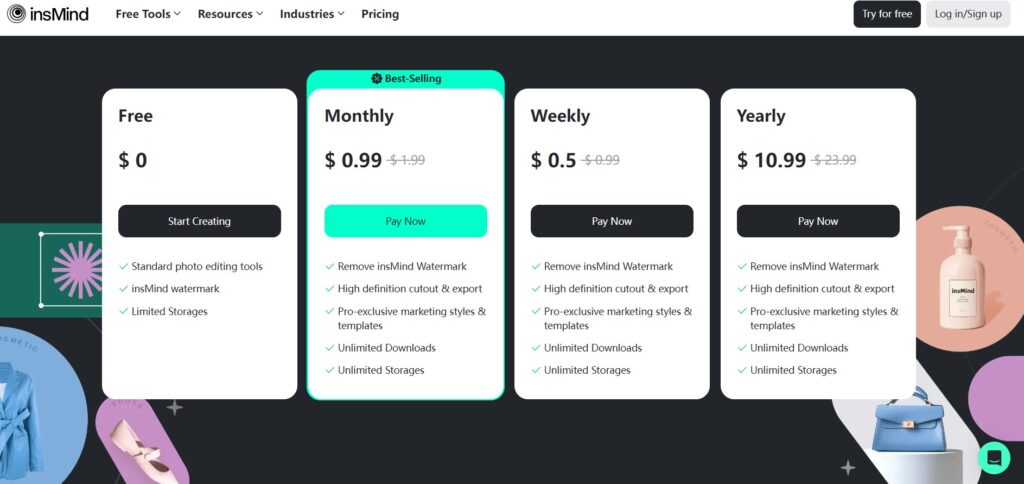 Insmind AI App Pricing