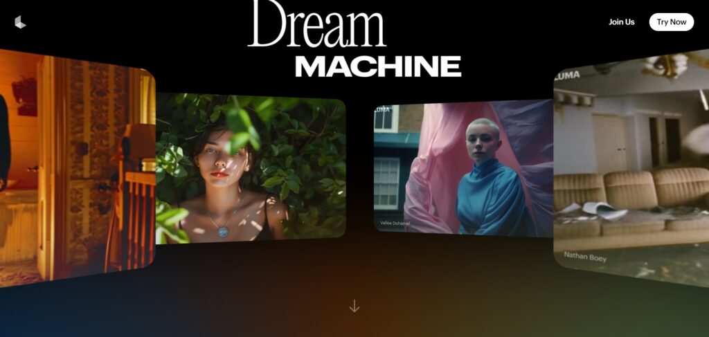 Luma Dream Machine AI App Homepage