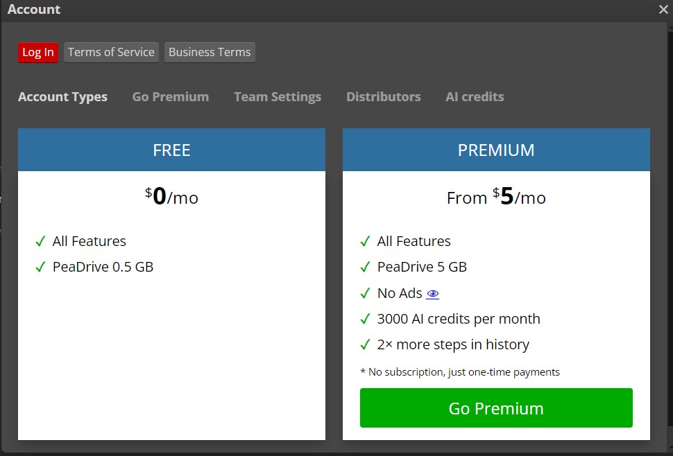 Photopea AI App Pricing