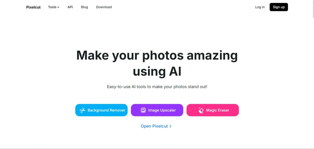 Pixelcut AI App Homepage