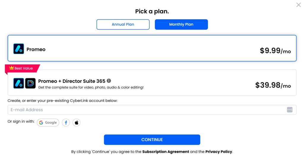 Promeo AI App Pricing