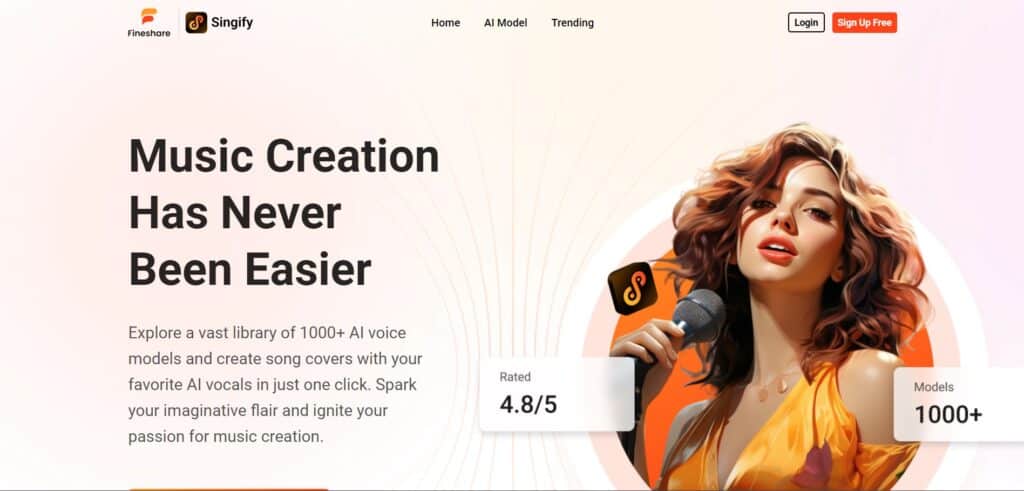 Singify AI App Homepage