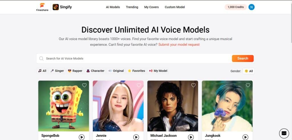 Singify AI App Voice Models