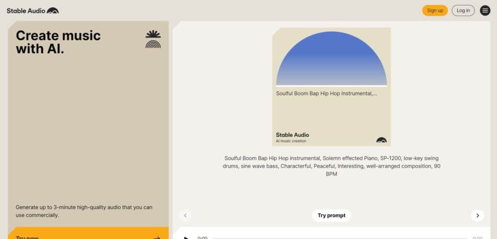 Stable Audio AI App Homepage