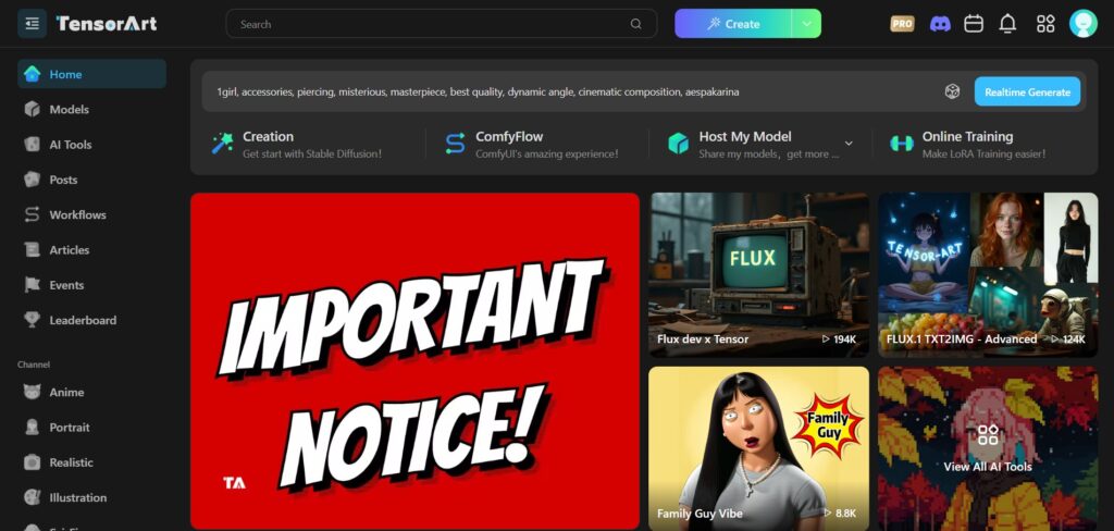 Tensor Art AI App Home