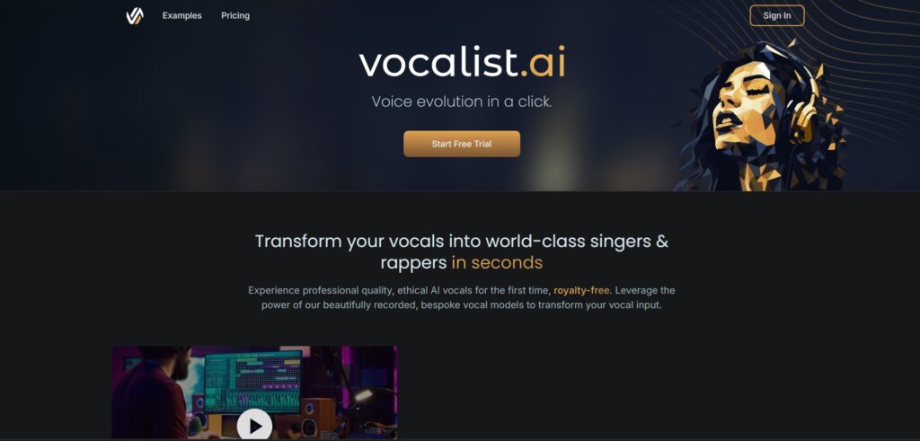 Vocalist AI App Homepage