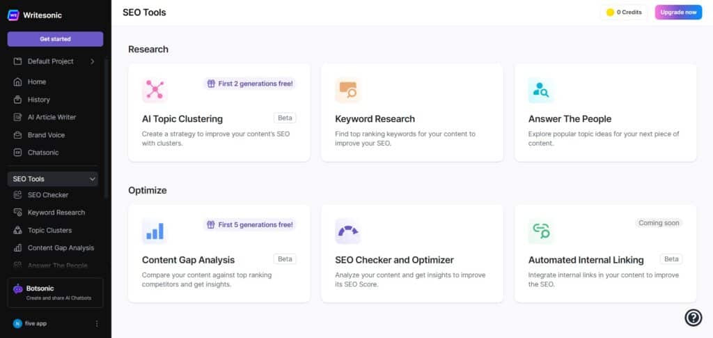 Write Sonic App SEO Tools