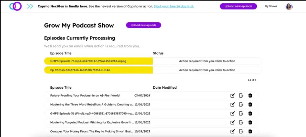 Capsho AI App Podcasts