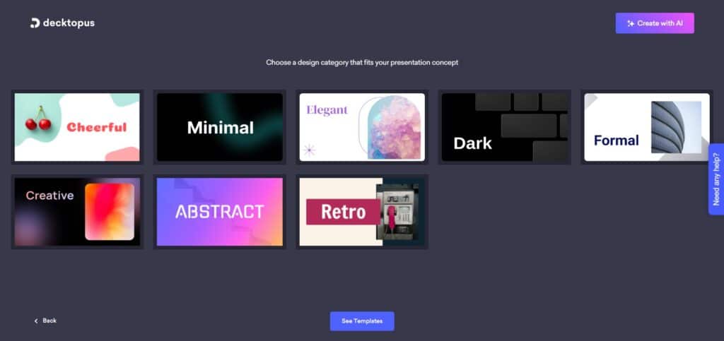 Decktopus AI App Create Presentation