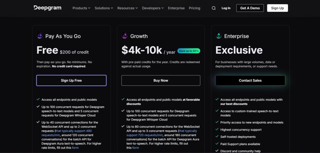 Deepgram AI App Pricing