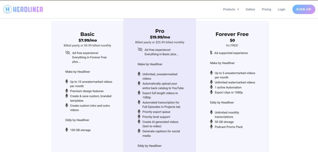 Headliner AI App Pricing
