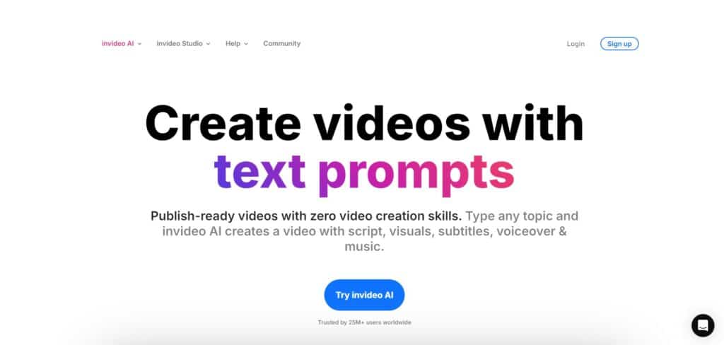 InVideo AI App Homepage