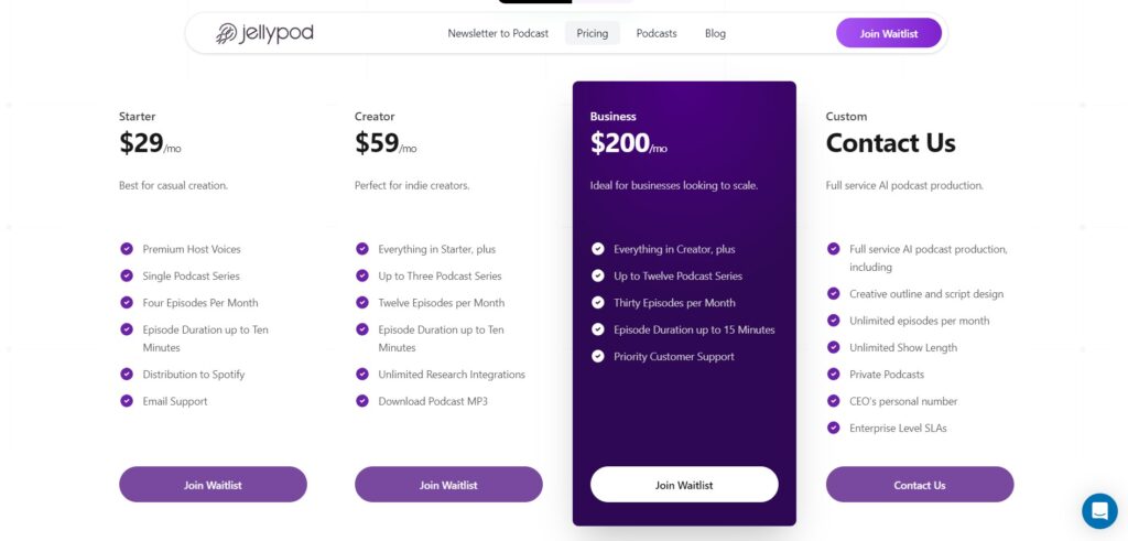 Jellypod AI App Pricing