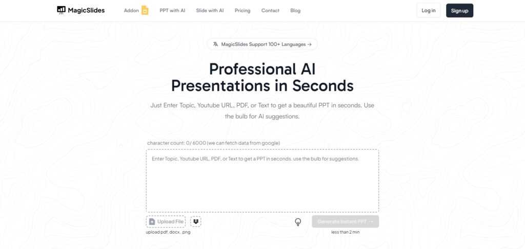 MagicSlides AI App Homepage