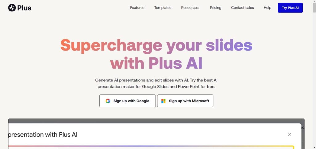 Plus AI App Homepage