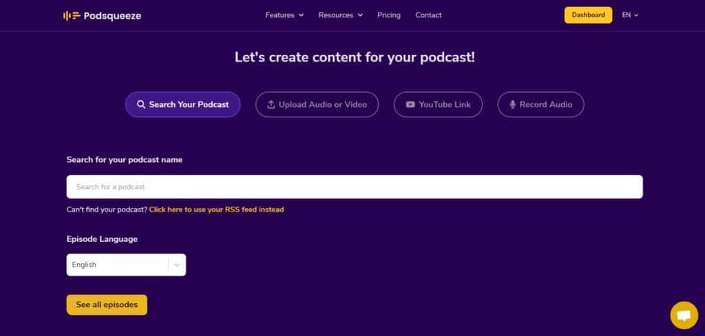 PodSqueeze AI App Podcast Generator