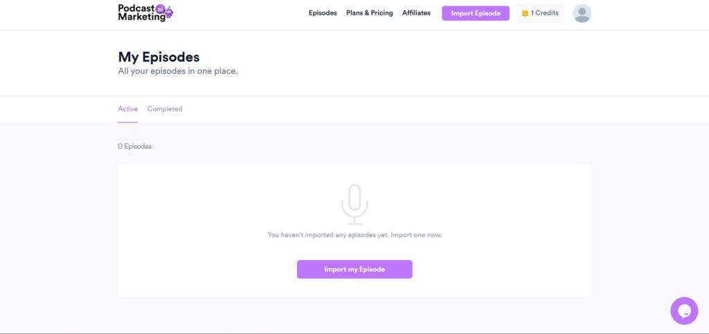 Podcast Marketing AI App Import Episodes