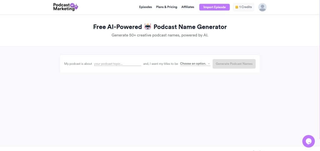 Podcast Marketing AI App Name Generator