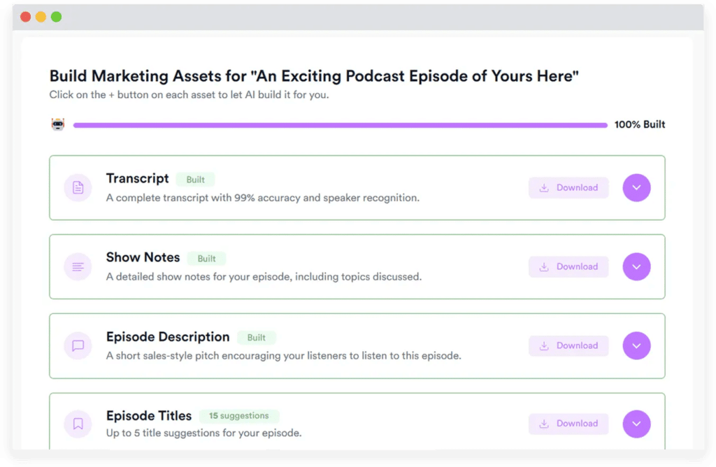 Podcast Marketing AI App Podcast Episodes