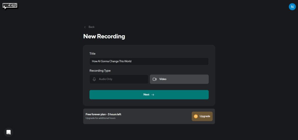 Podcastle AI App Podcast Recording