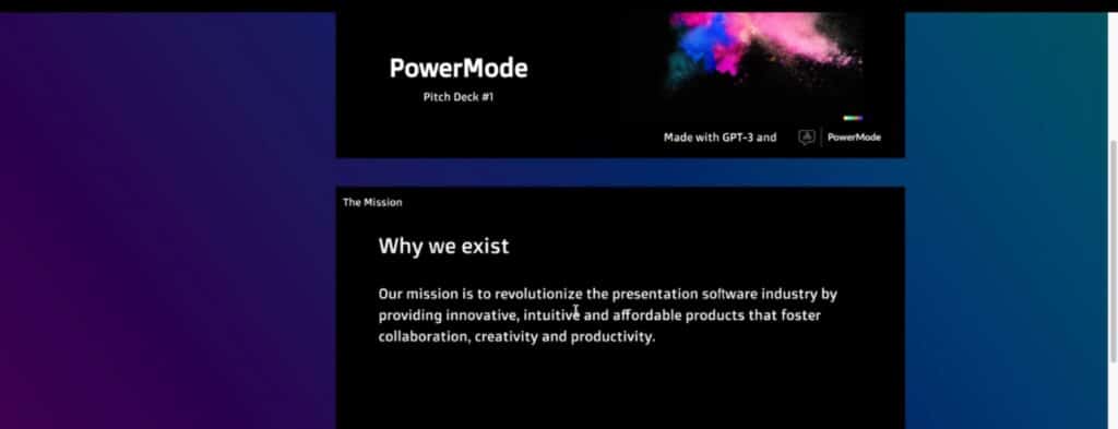 PowerMode AI App Pitch Generation