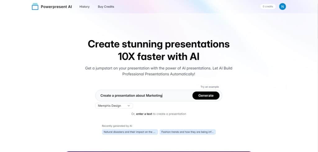 Powerpresentation AI App Home