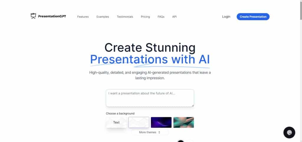 PresentationGPT AI App Homepage