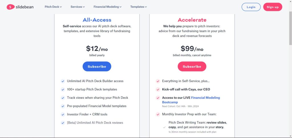 Slidebean AI App Pricing