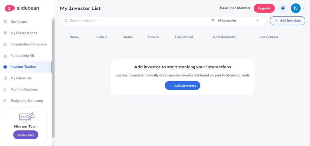 Slidebean AI App investor Tracker