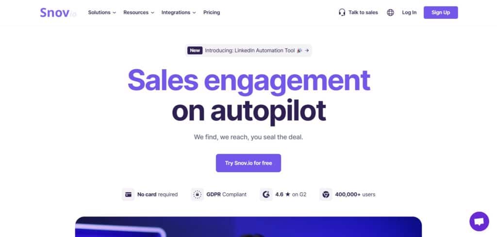 Snovio AI App Homepage