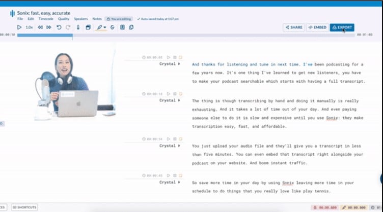 Sonix AI App Transcription and Subtitles