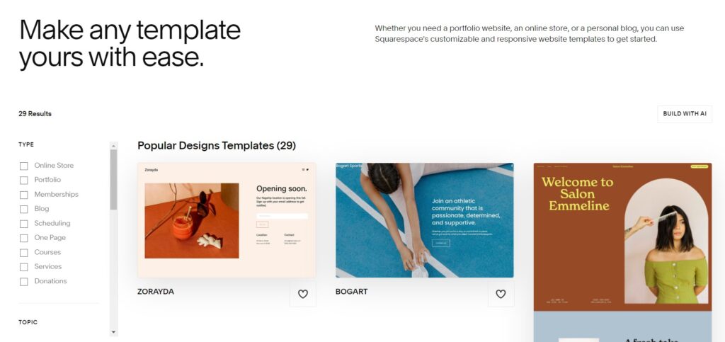 Squarespace AI App Templates