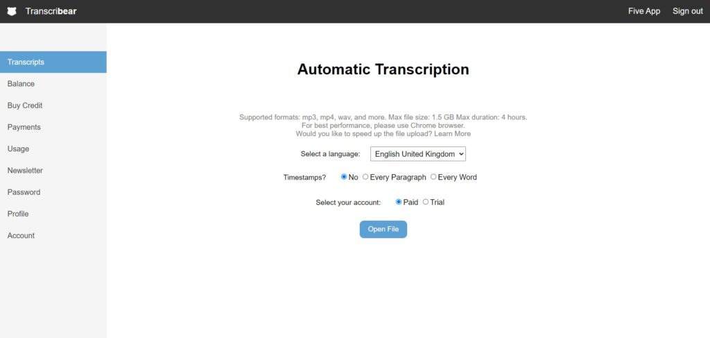 Transcribear AI App Automatic Transcription Generator