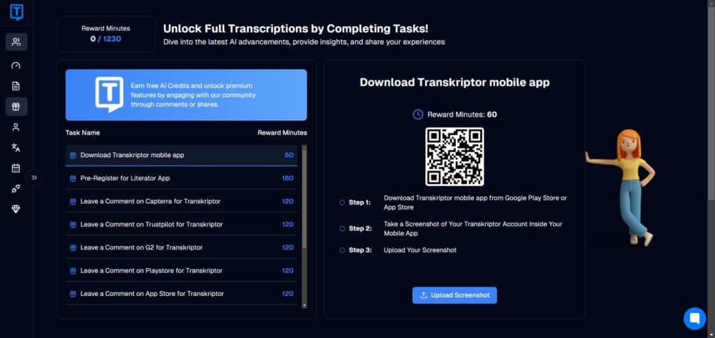 Transkriptor AI App Rewards