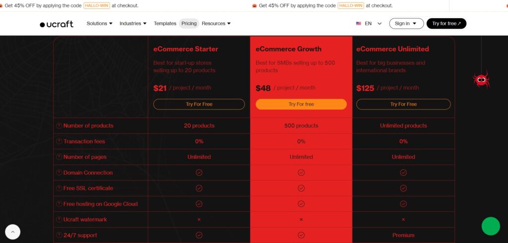 Ucraft AI App Pricing