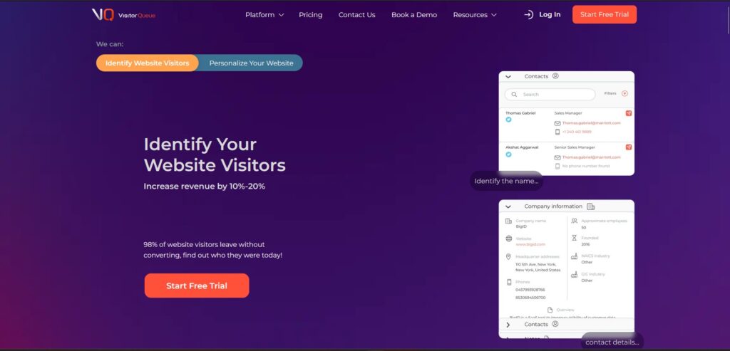 VisitorsQueue AI App Homepage