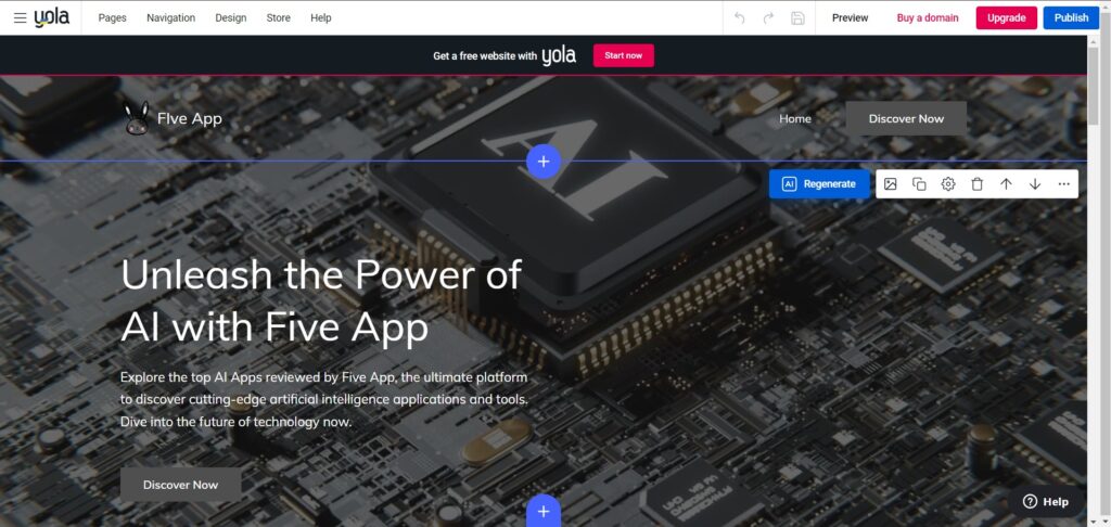 Yola AI App Generated Website