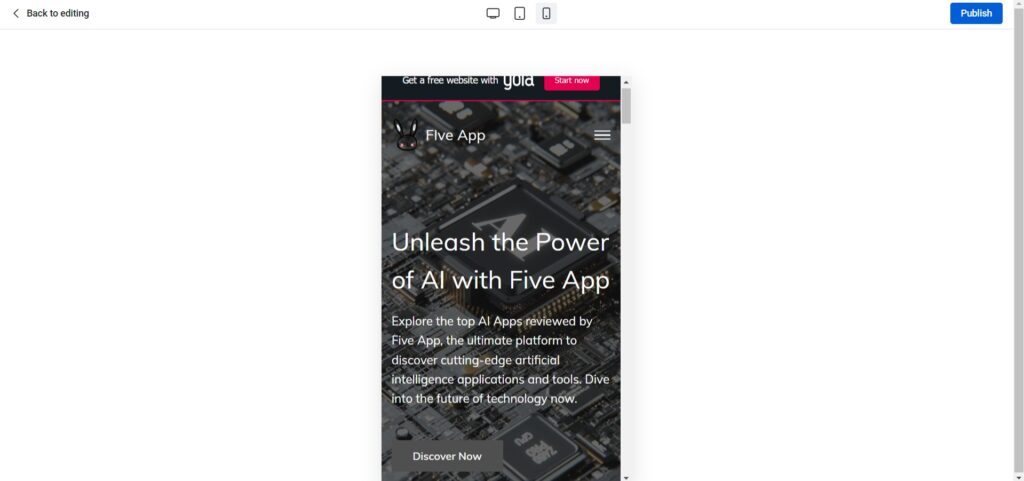 Yola AI App Mobile Optimized Site